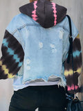 Tie-Dye Tassel Denim Jackenmantel