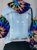 Tie-Dye Tassel Denim Jackenmantel