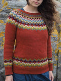 Rot Rundhals Langarm Baumwollgemisch Pullover