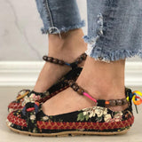 Retro Perle Stoff Floralmuster Schnürung Sandale