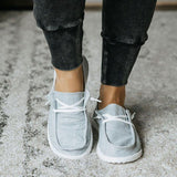 Alltag Canvas Slip-On Flache Loafers Grau Schwarz