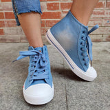 Sterne Seitlicher Reißverschluss Denim Schnürsneakers
