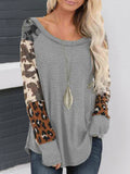 Leopard Perforiert Crew Ausschnitt T Shirts