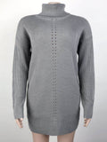 Lang Rollkragenpullover Elegant Warm Grau Khaki