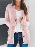 V Ausschnitt Cardigan mit Plastikschnalle