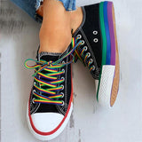 Regenbogen Farbkombination Leinwand Schnürsneakers