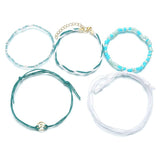 Blaue Fußketten Strand Fußkettchen Schmuck für Damen 5pc / Set
