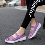 Gewebt Perforiert Keilabsatz Sneakers Pink Lila
