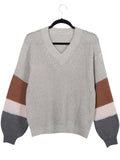 V Ausschnitt Pullover Leicht Warm Einfach Gelb