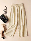 Plus Size Solid Casual Leinen Lose Hosen