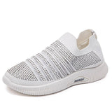 Perforiert Glitzersteine Gestreift Slip-On Sneakers Laufschuhe