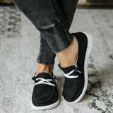 Alltag Canvas Slip-On Flache Loafers Grau Schwarz