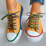 Regenbogen Farbkombination Leinwand Schnürsneakers