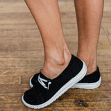 Alltag Canvas Slip-On Flache Loafers Grau Schwarz