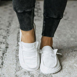 Alltag Canvas Slip-On Flache Loafers Grau Schwarz