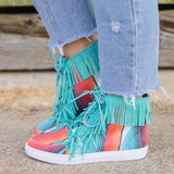 Leopard Gestreift Quaste Schnür Sneakers