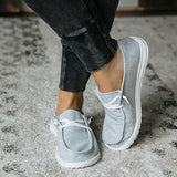 Alltag Canvas Slip-On Flache Loafers Grau Schwarz