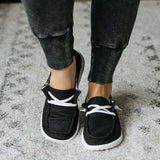 Alltag Canvas Slip-On Flache Loafers Grau Schwarz