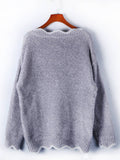 Langärmelige gestrickte T-Shirts mit V-Ausschnitt aus Acryl
