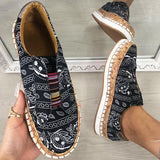 Stoff Muster Schlupf Flach Sneakers