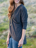 Dunkelgrau Langarm Lässig Shirts & Blusen&Shirts