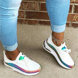 Regenbogen Farben Keilabsatz Sportlish Schnürsneakers