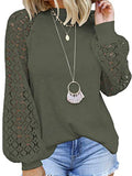 Spandex Crew Ausschnitt Perforiert Lace Shirts