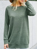 Unifarben Langarm Sweatshirt aus Baumwolle