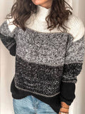 Streifen Schildkrötenhals Ausschnitt Langärmelig Strickpullover