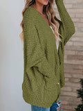 Gestrickt Warm Cardigan aus Polyester Grün Weiss