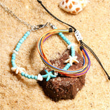 Türkis Boho Seestern Riemen Fußkette Knöchelkette