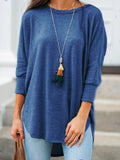 Frauen Solide 3/4-Ärmel Crew Neck Casual T-Shirts