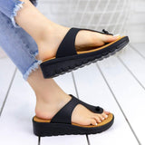 Minimalist Bequem Schlupf Keilabsatz Zehentrenner Pantoffel