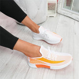 Mesh Flyknit Stoff Schnürsneakers Rot Orange Grau