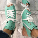Chic Hoch Keilabsatz Peep Toe Slingback Schließe Sandalette