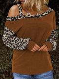 Leopard Print Ärmeln Sweatshirts mit ein Ärmellos