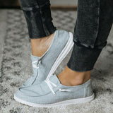 Alltag Canvas Slip-On Flache Loafers Grau Schwarz
