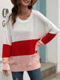 Leicht Farbe Block Gestrickt Keid Pullover