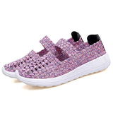 Gewebt Perforiert Keilabsatz Sneakers Pink Lila