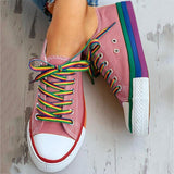 Regenbogen Farbkombination Leinwand Schnürsneakers
