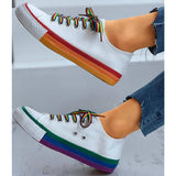 Regenbogen Farbkombination Leinwand Schnürsneakers