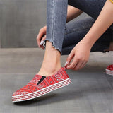 Stoff Muster Schlupf Sneakers Blau Grün Orange