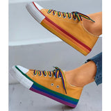 Regenbogen Farbkombination Leinwand Schnürsneakers