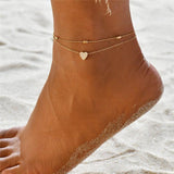 Minimalist Herz Fußkette Sexy Sommer Strand Schmuck Golden Silber