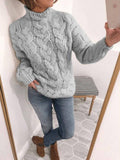 Solid Langärmelig Einfach Gestrickt Pullover