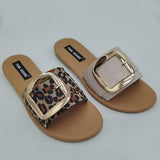 Metallic Schnalle Leopard Pantoffel