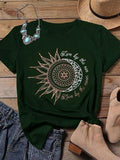 Retro Sonne Buchstabe Print Kurzarmshirts