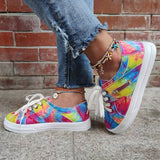 Multifaribg Tie-dye Reißverschluss Verziert Flach Sneakers