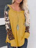 Leopard Perforiert Crew Ausschnitt T Shirts