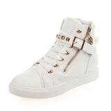 Denim Niete Reißverschluss Flach Sneakers